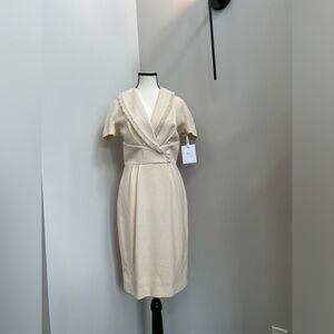 New Vintage Christian Dior Fall 2010 Ivory Wool Dress by John Galliano FR 38